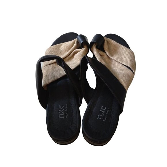 Nae Vegan Leather Women's Size 37/US 6.5 Organic Fabric Strappy Slip On Sandals - Picture 4 of 5